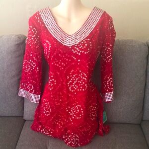 NWT Calypso St Barth for Target 🎯 Women’s Red Bohemian Tunic Top ✨ Medium ✨ $48